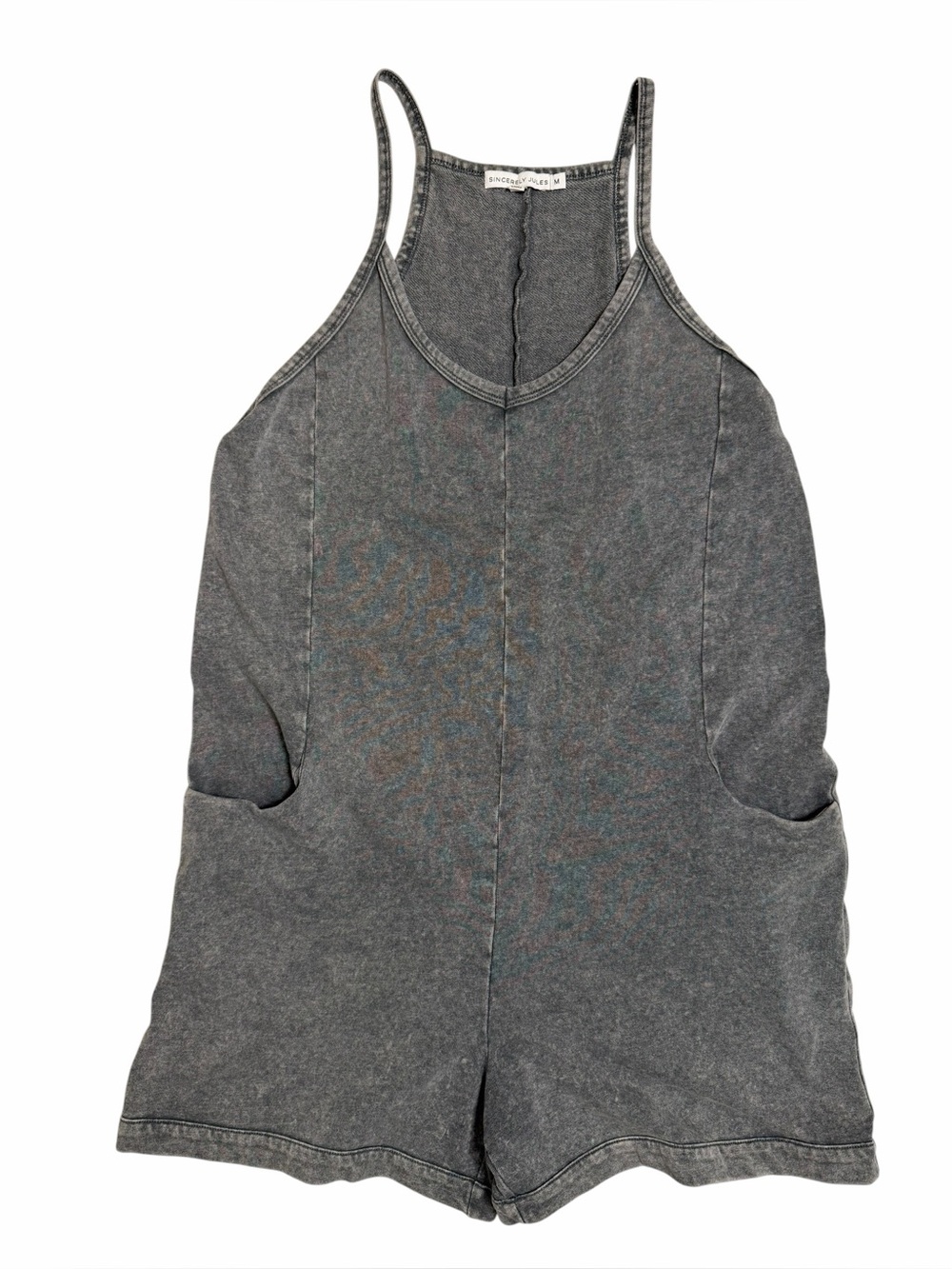 Sincerely Jules Washed Charcoal Romper Women’s Medium Oversized Lounge Boho - Picture 2 of 9